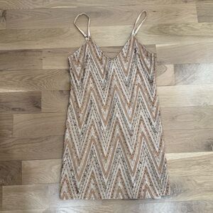 Alice and Olivia Chevron Sequin Slip Dress